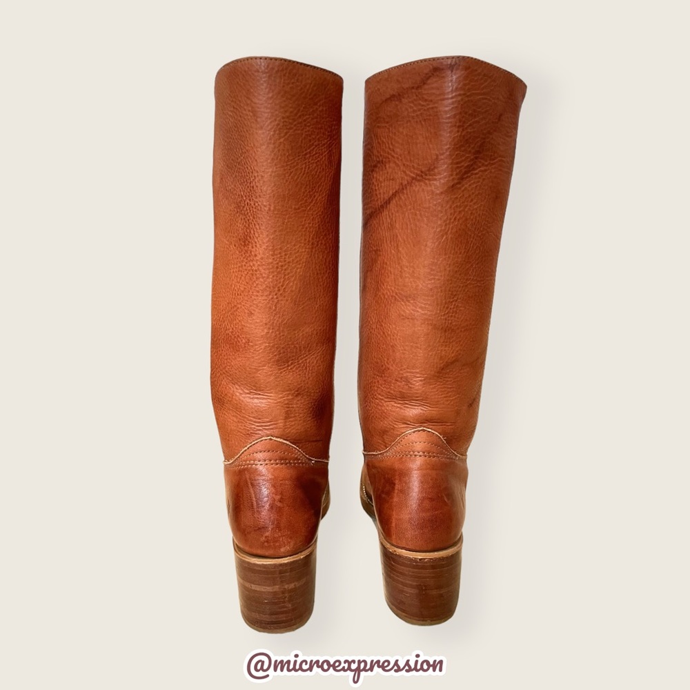 Frye Campus 14L Saddle Cognac Leather Vintage Equestrian Square Toe Cowboy Boots - Picture 13 of 16
